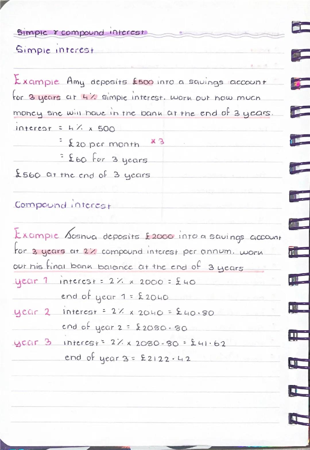 Simpic compound interest

Simple interest

Example Amy deposits £500 into a savings account
for 3 years at 4% simple interest. worn out how 