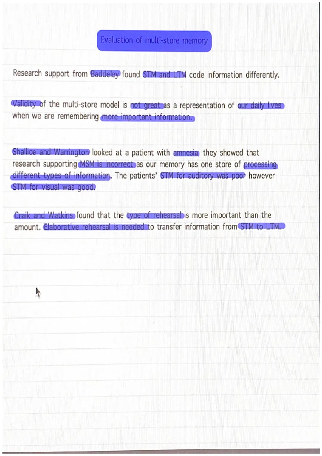 Duration of memory- STM
Peterson and Peterson (1959) set out to test the duration of the STM
It was a lab experiment where 24 psychology stu
