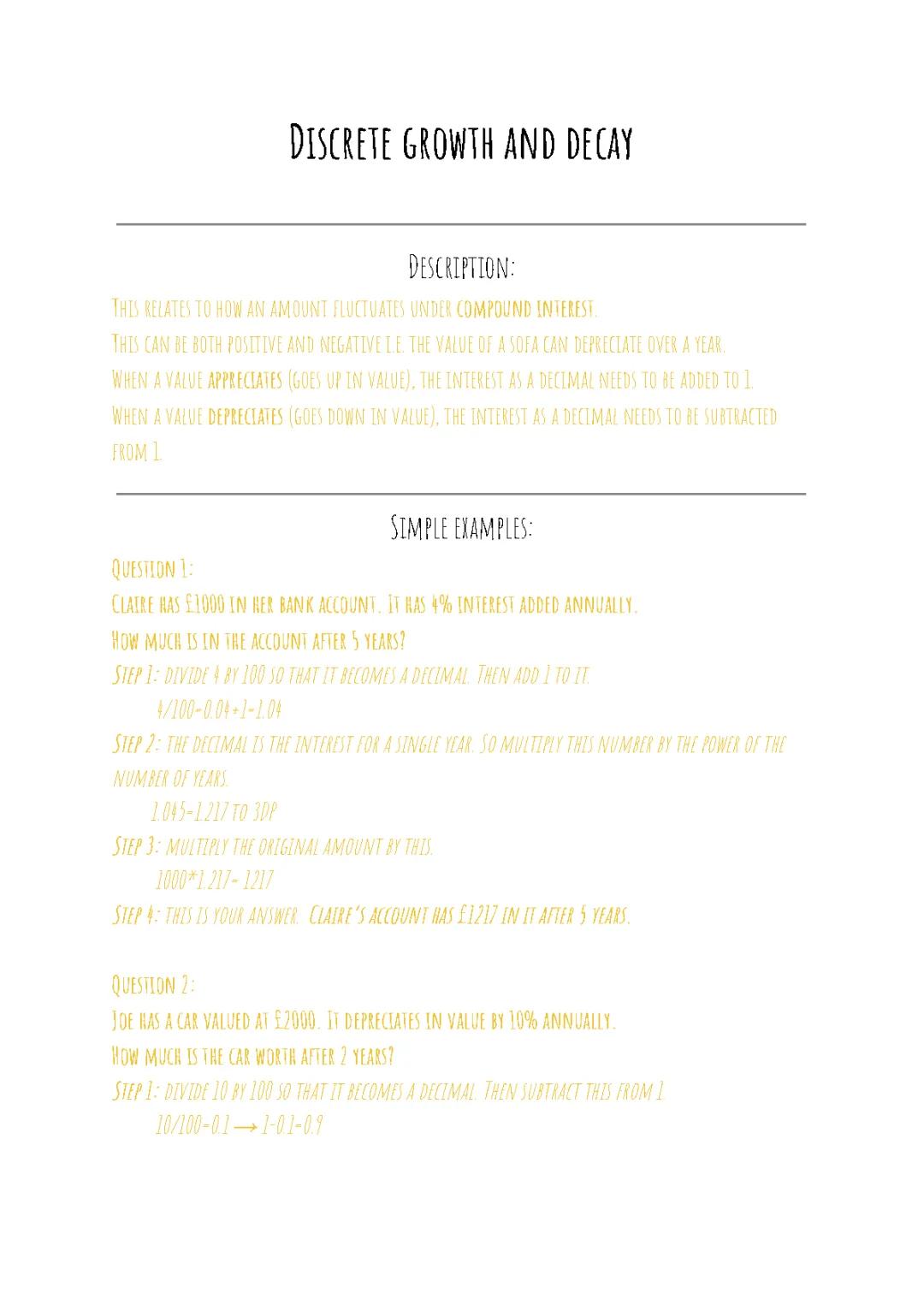 Discrete growth and decay