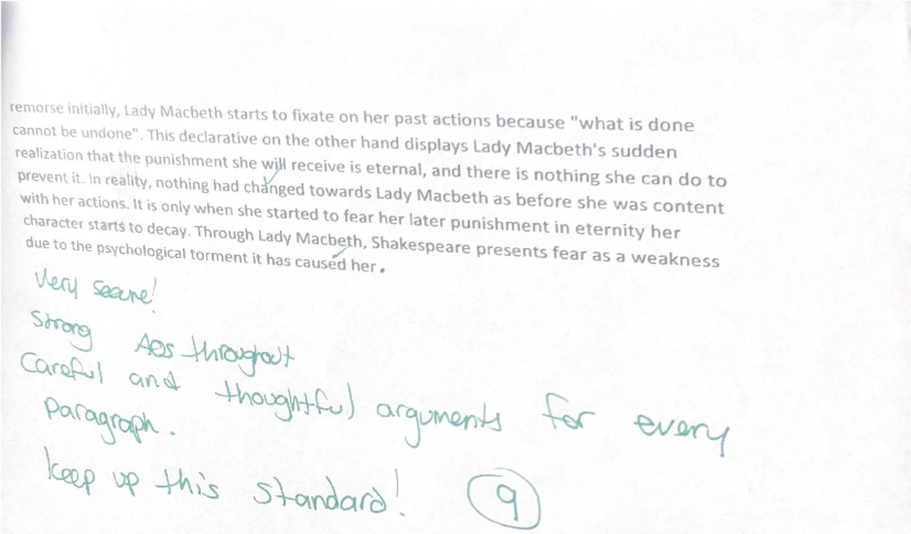 11AEI Grade 9 mode (
Josephine Ngenda
essay - Macbeth
Question: "Starting with this extract, explain how far you think Shakespeare presents 