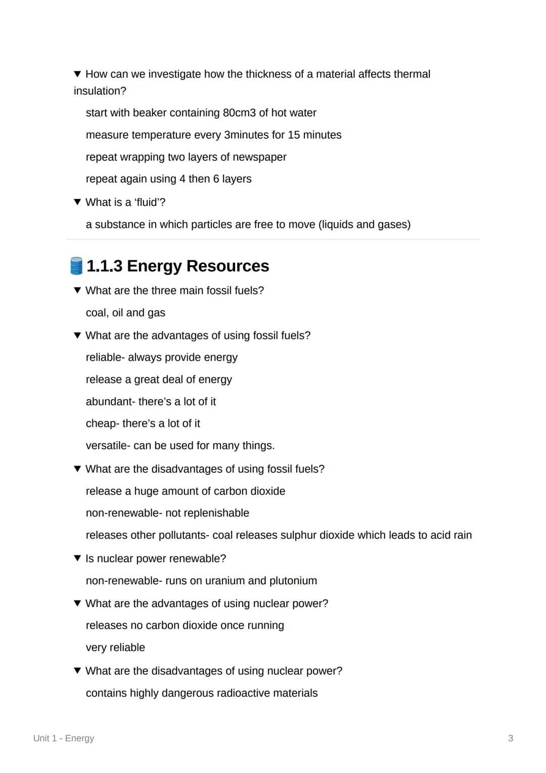 M
Unit 1 - Energy
Energy Stores
▼ What are the main energy stores?
magnetic, chemical, thermal, elastic potential, gravitational potential, 