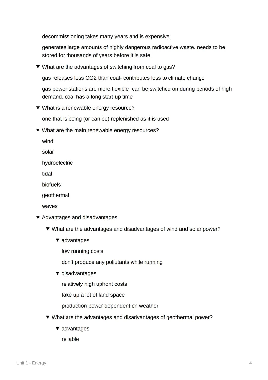 M
Unit 1 - Energy
Energy Stores
▼ What are the main energy stores?
magnetic, chemical, thermal, elastic potential, gravitational potential, 