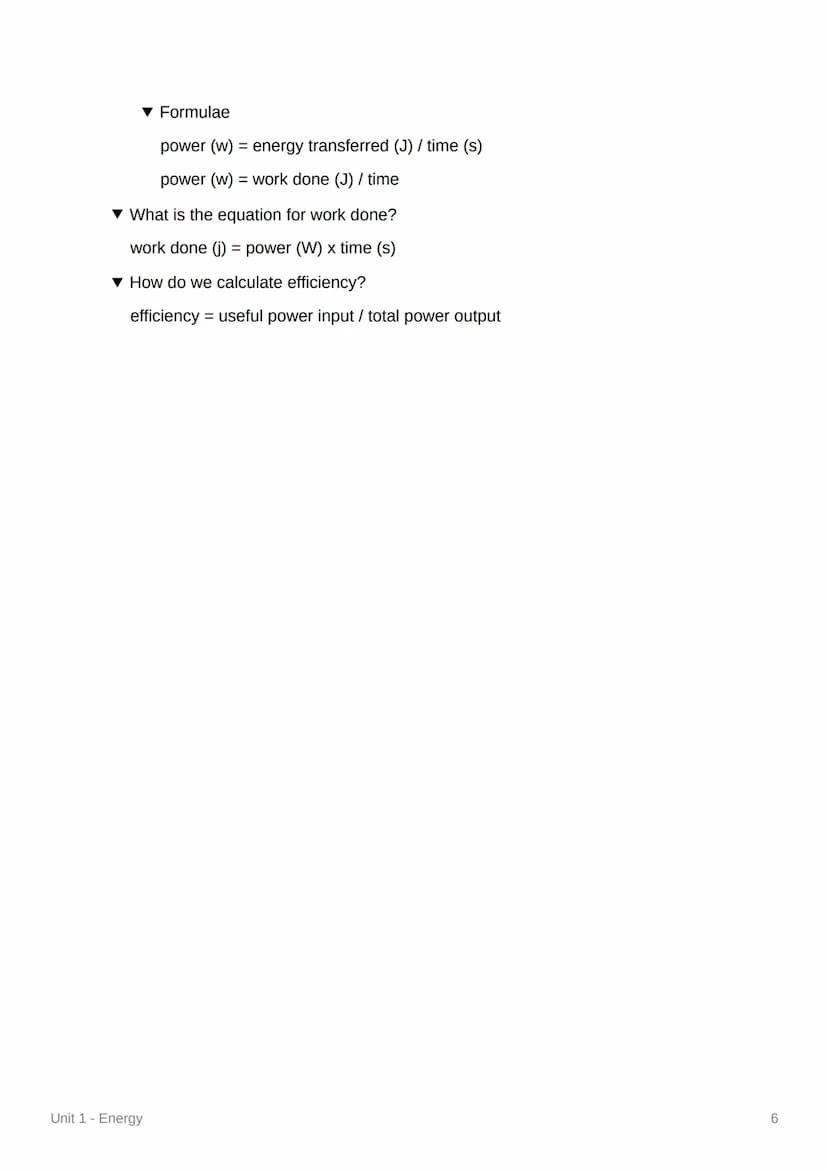 M
Unit 1 - Energy
Energy Stores
▼ What are the main energy stores?
magnetic, chemical, thermal, elastic potential, gravitational potential, 