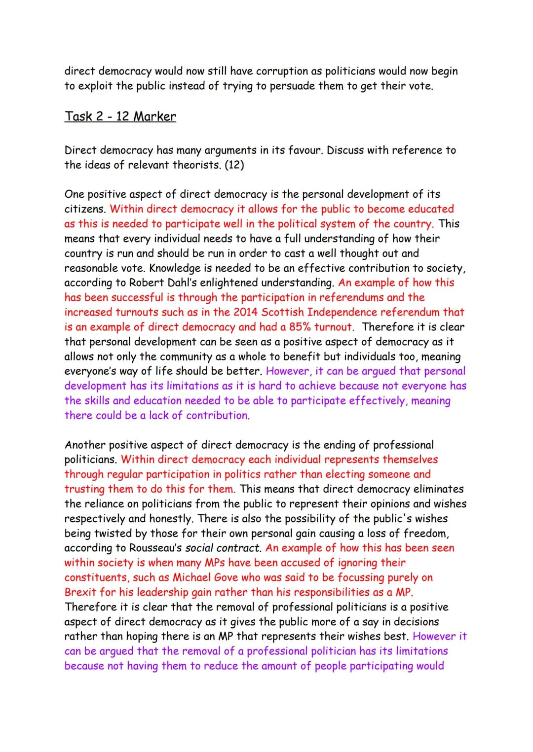 Weaknesses of Direct Democracy and 12 marker
Participation for all vs potential exclusion of minorities
Many argue that direct democracy inc