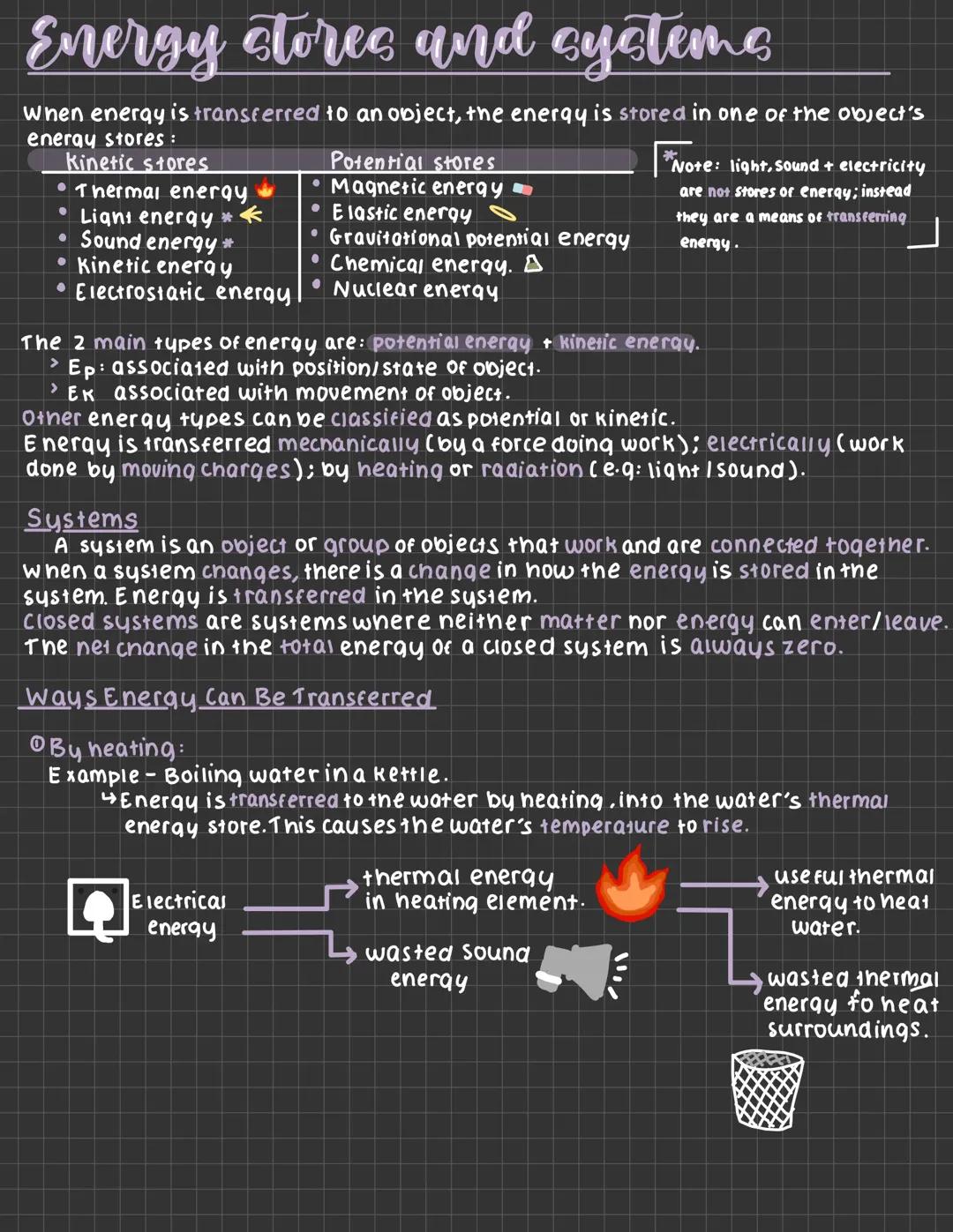 Energy stores + systems