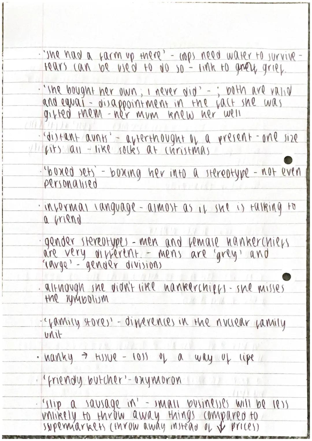 Material Ros Barber
14/09/2022
"hanky' inanimate object which metaphorically
represents the love they once felt for their mother.
• 8 lines 