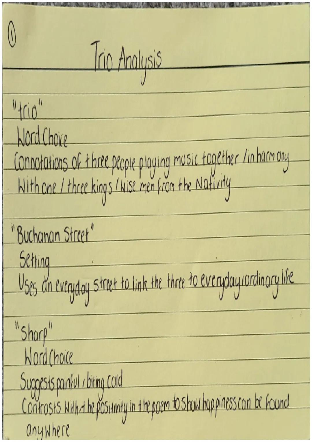 The Analysis
"trio"
Word Choice
Connotations of three people playing music together /in harmony
With one / three kings / Wise men from the N