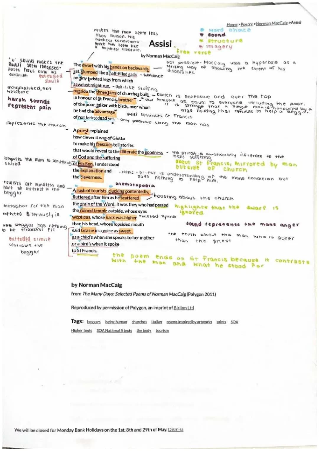 Annotated Assisi- Norman MacCaig