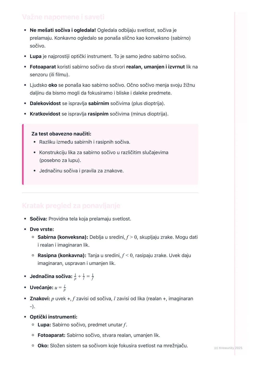 # Sočiva i optički instrumenti

Uvod u sočiva

Sočiva su providna tela, najčešće od stakla ili plastike, koja prelamaju svetlost.
Ograničena