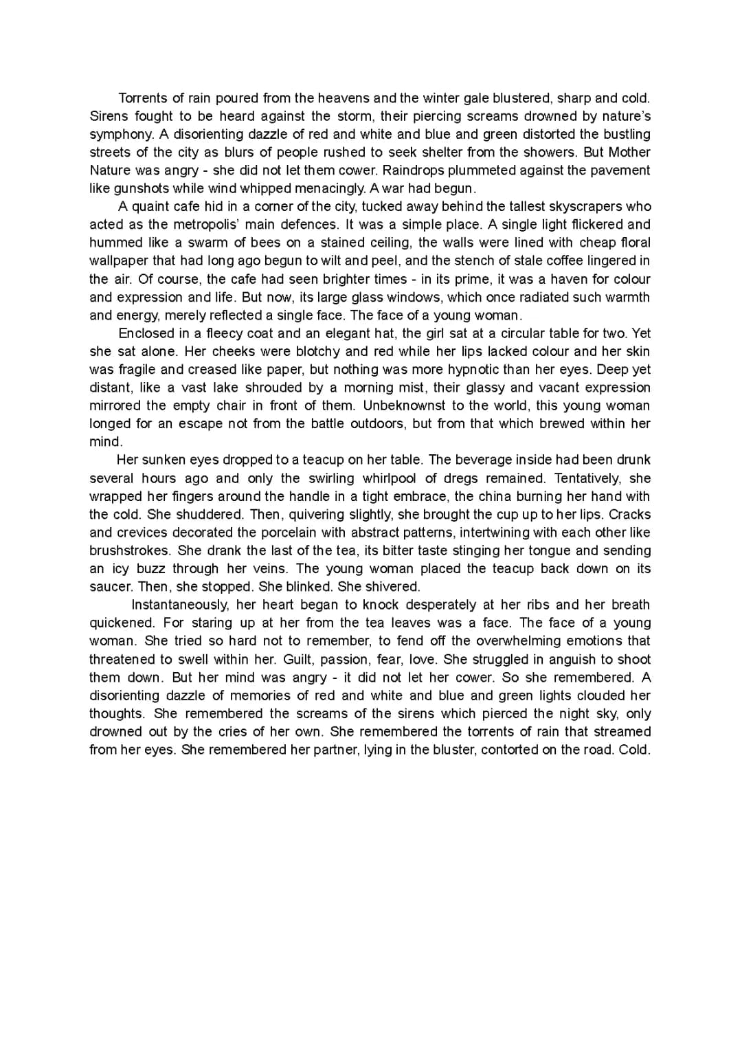 creative writing description - the girl in the coffee shop
