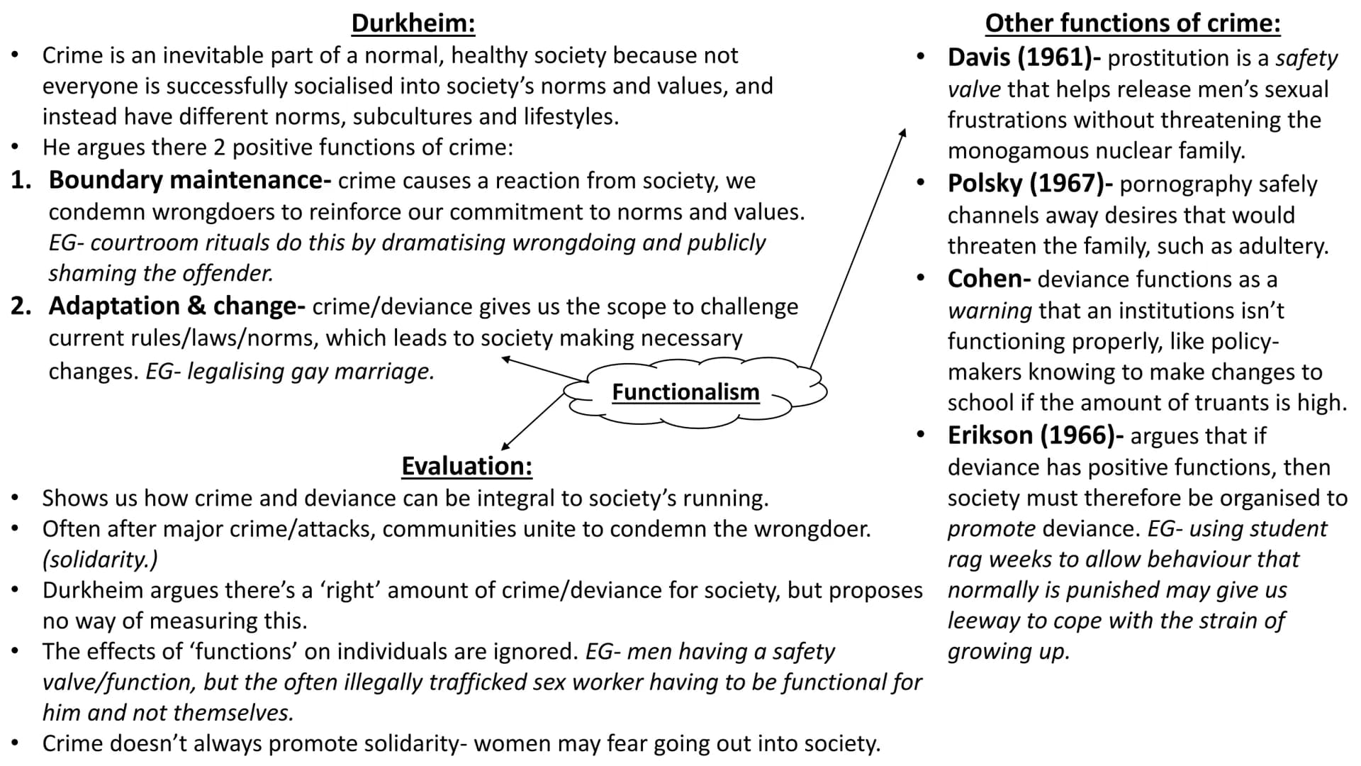 
<h2 id="functionaliststrainsubculturaltheories">Functionalist, Strain &amp; Subcultural Theories</h2>
<h3 id="boundarymaintenance">Boundary