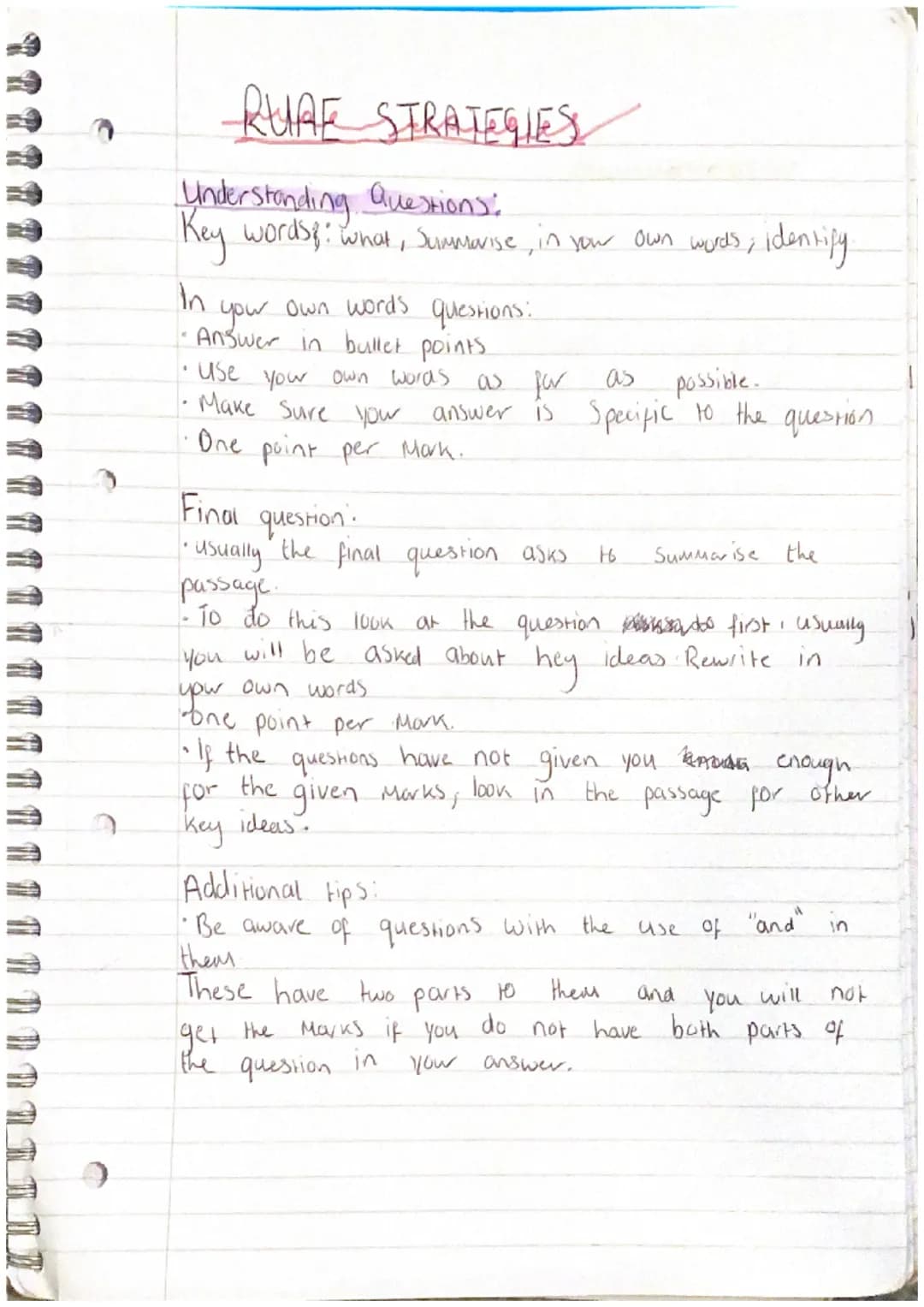 Questions
- In
RUA E passage
-
What
(unde-standing)
How
Understanding questions
- What
Points
How
How Well
(Evaluate).
ae
how is he
(Analysi