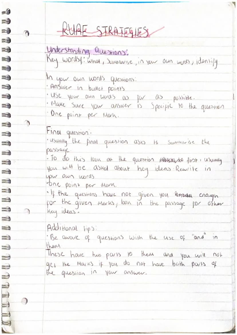 Questions
- In
RUA E passage
-
What
(unde-standing)
How
Understanding questions
- What
Points
How
How Well
(Evaluate).
ae
how is he
(Analysi