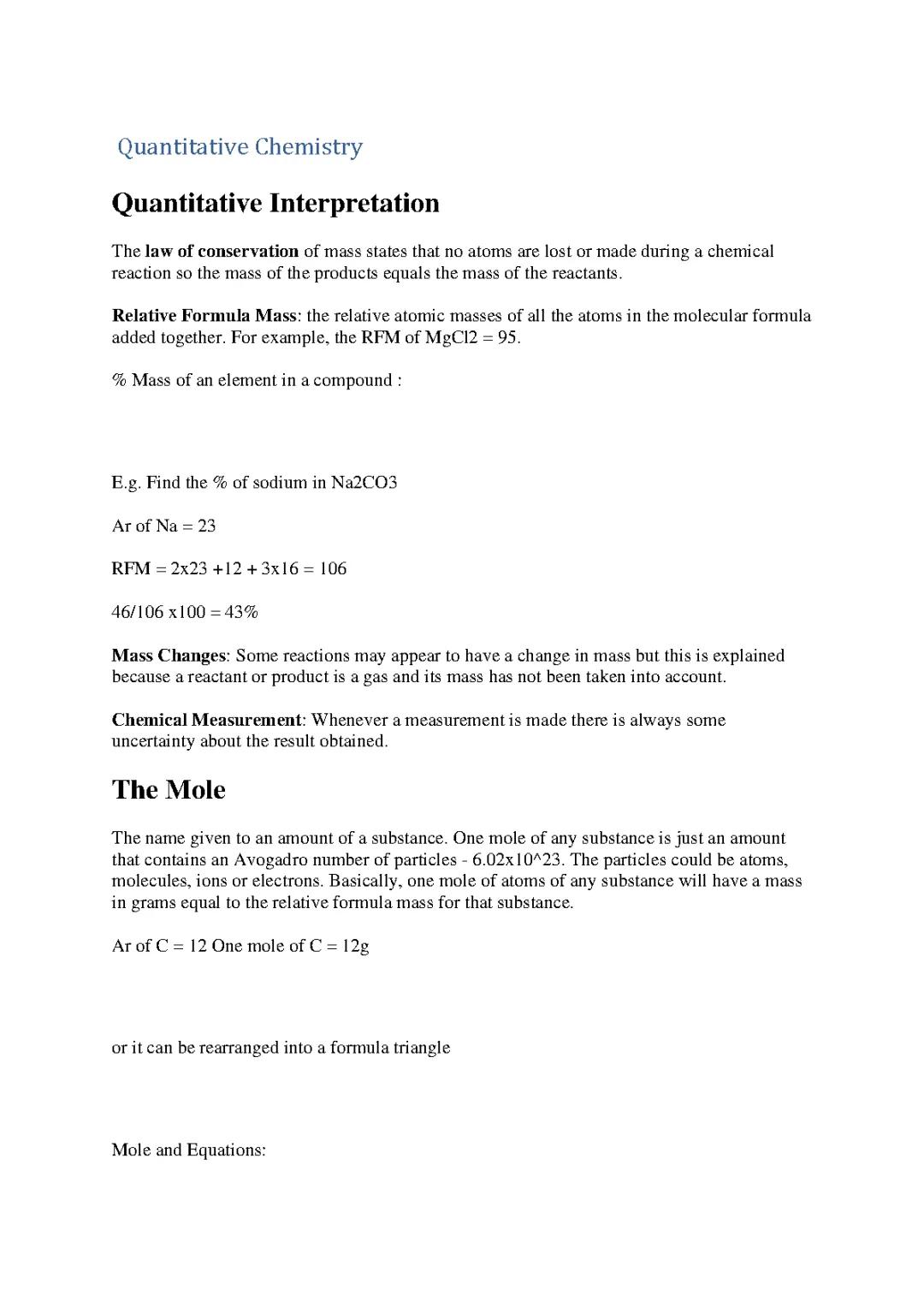  Quantitative Chemistry