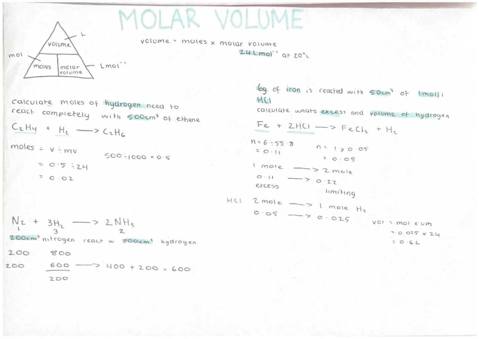 which is
in exces5
carbonate reacts with 100cm³
CaCO₂ + 2HC
1
2
n=m=gfm
= 10-100
= 0.1 moles
некон
Ca (03
1 mole
0-1 moles
EXCESS CALCS
exce