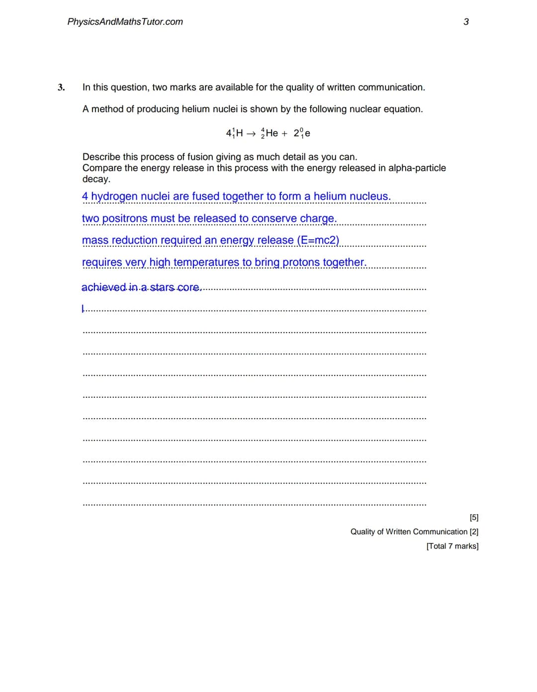1.
2.
PhysicsAndMaths Tutor.com
Describe briefly one scattering experiment to investigate the size of the nucleus of the
atom.
Include a des