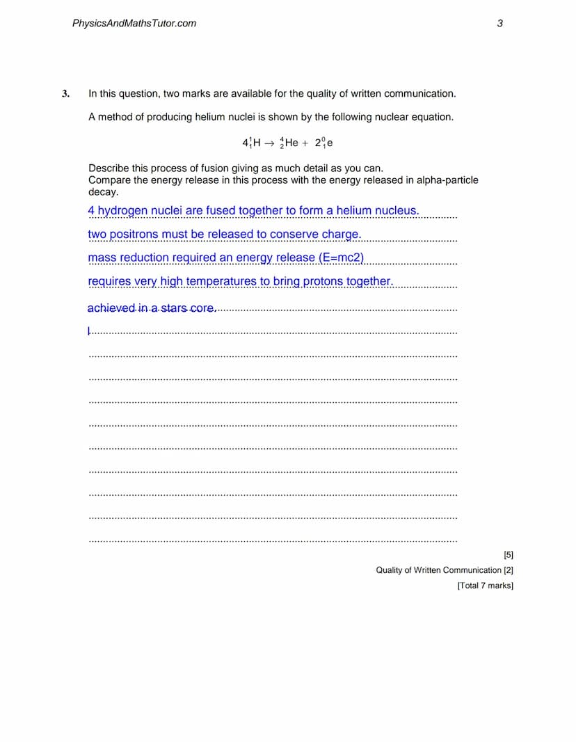 1.
2.
PhysicsAndMaths Tutor.com
Describe briefly one scattering experiment to investigate the size of the nucleus of the
atom.
Include a des