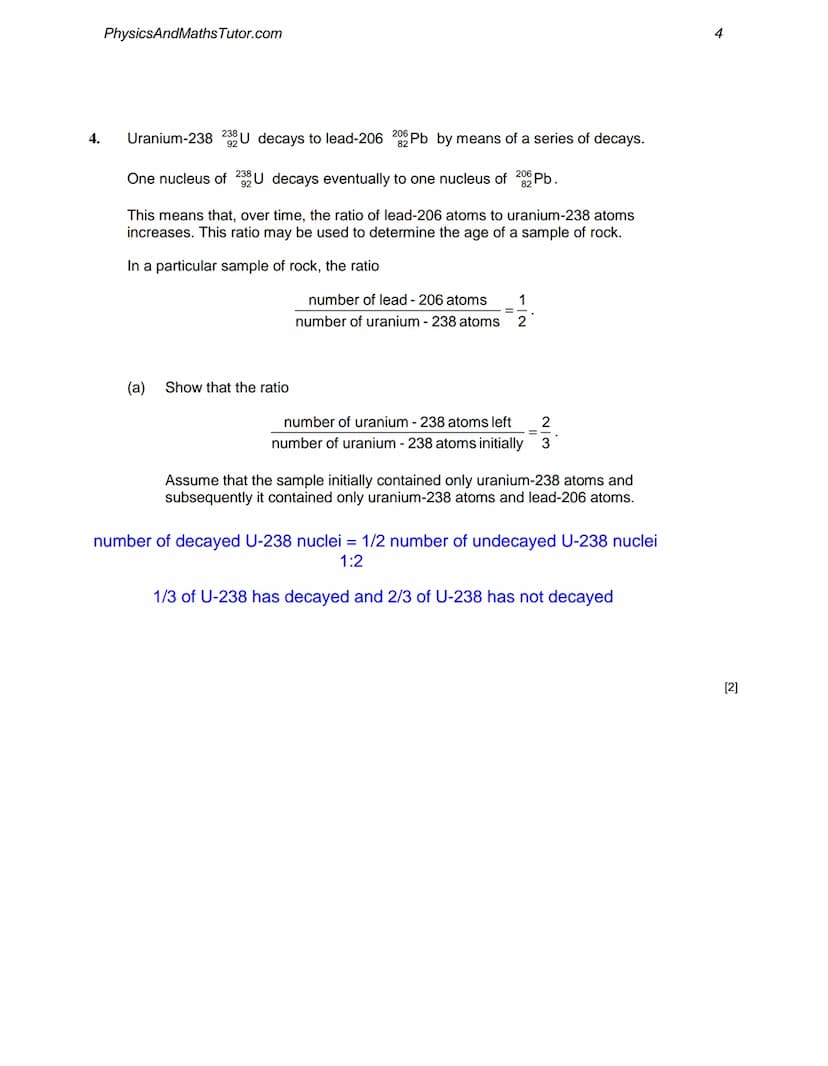 1.
2.
PhysicsAndMaths Tutor.com
Describe briefly one scattering experiment to investigate the size of the nucleus of the
atom.
Include a des