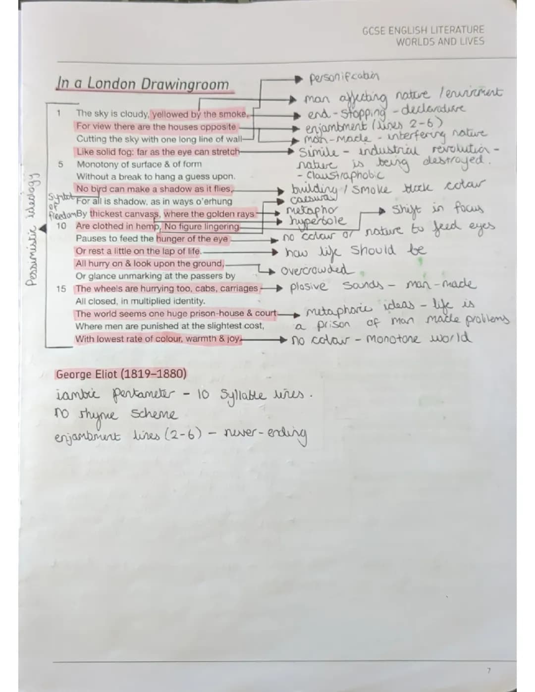 AQA World's and Lives "In a London Drawingroom" poem. 