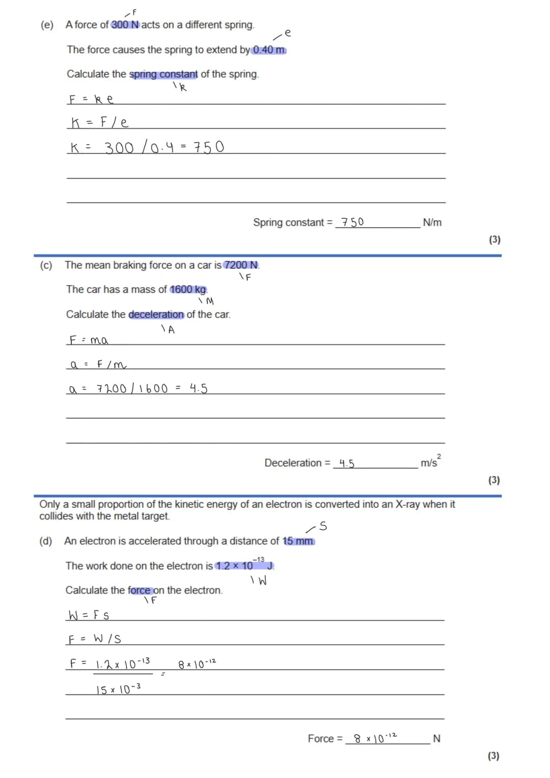 GCSE Physics - Paper 2 calculation practice
T
T
THT
HT
T HT
T
weight = mass x gravitational field strength
work done = force x distance (alo