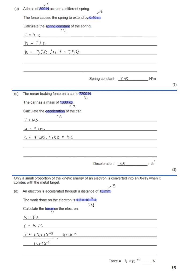 GCSE Physics - Paper 2 calculation practice
T
T
THT
HT
T HT
T
weight = mass x gravitational field strength
work done = force x distance (alo