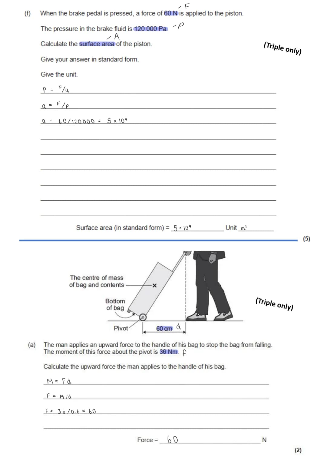 GCSE Physics - Paper 2 calculation practice
T
T
THT
HT
T HT
T
weight = mass x gravitational field strength
work done = force x distance (alo