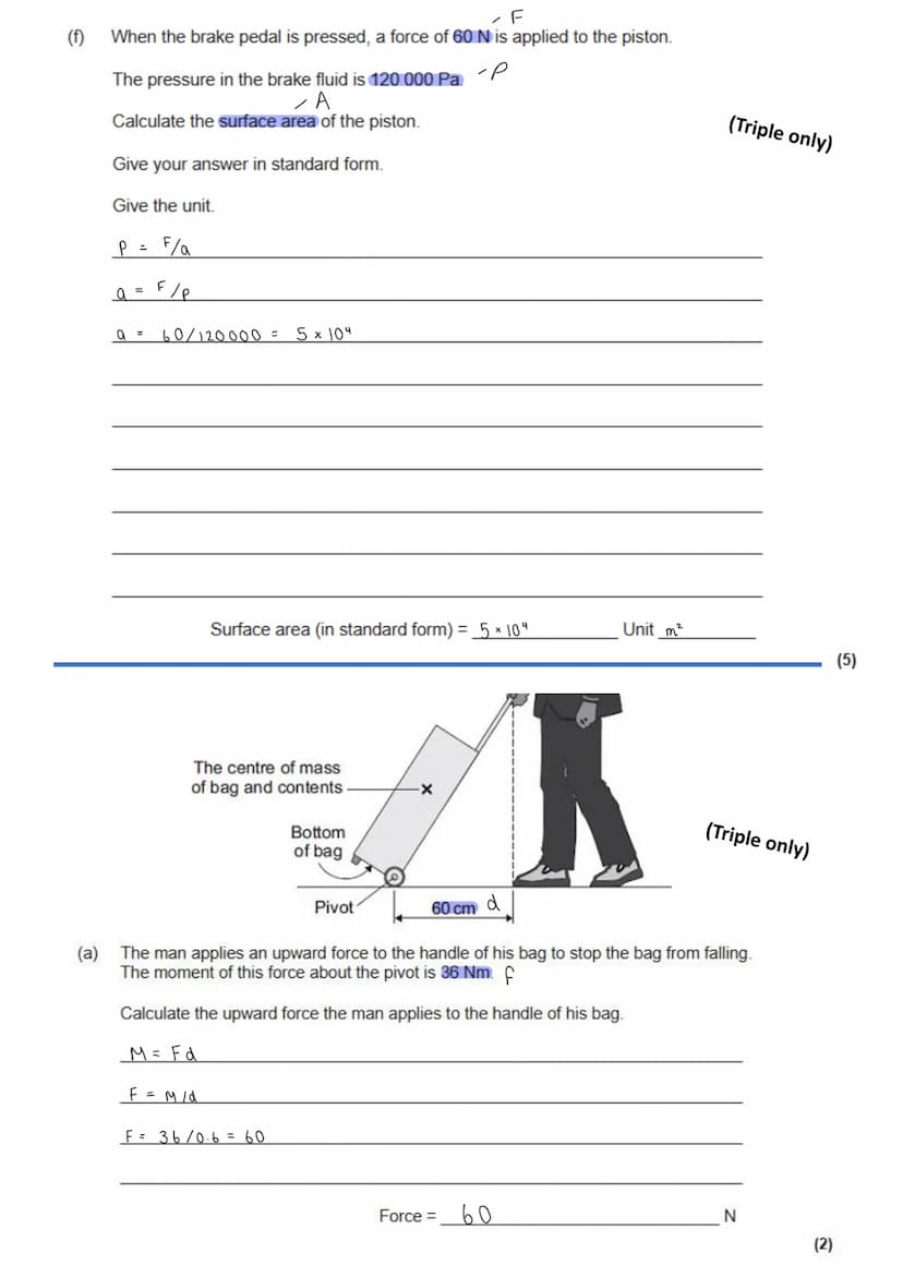 GCSE Physics - Paper 2 calculation practice
T
T
THT
HT
T HT
T
weight = mass x gravitational field strength
work done = force x distance (alo
