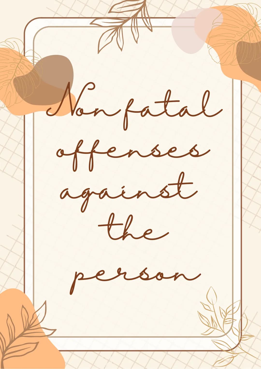 Non fatal
offenses
against
the
person Assault
The Law
The law on assault is mainly defined within common law, but in 2003 the UK parliament
