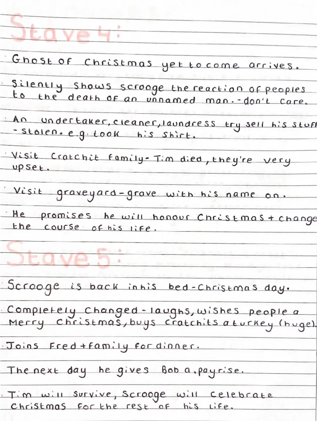 a
Christmas carol
Plot Summary
Stave 1:
• It's
are
Christmas eve - Scrooge + Bob Cratchit
working.
Fred arrives- invites his uncle (Scrooge)