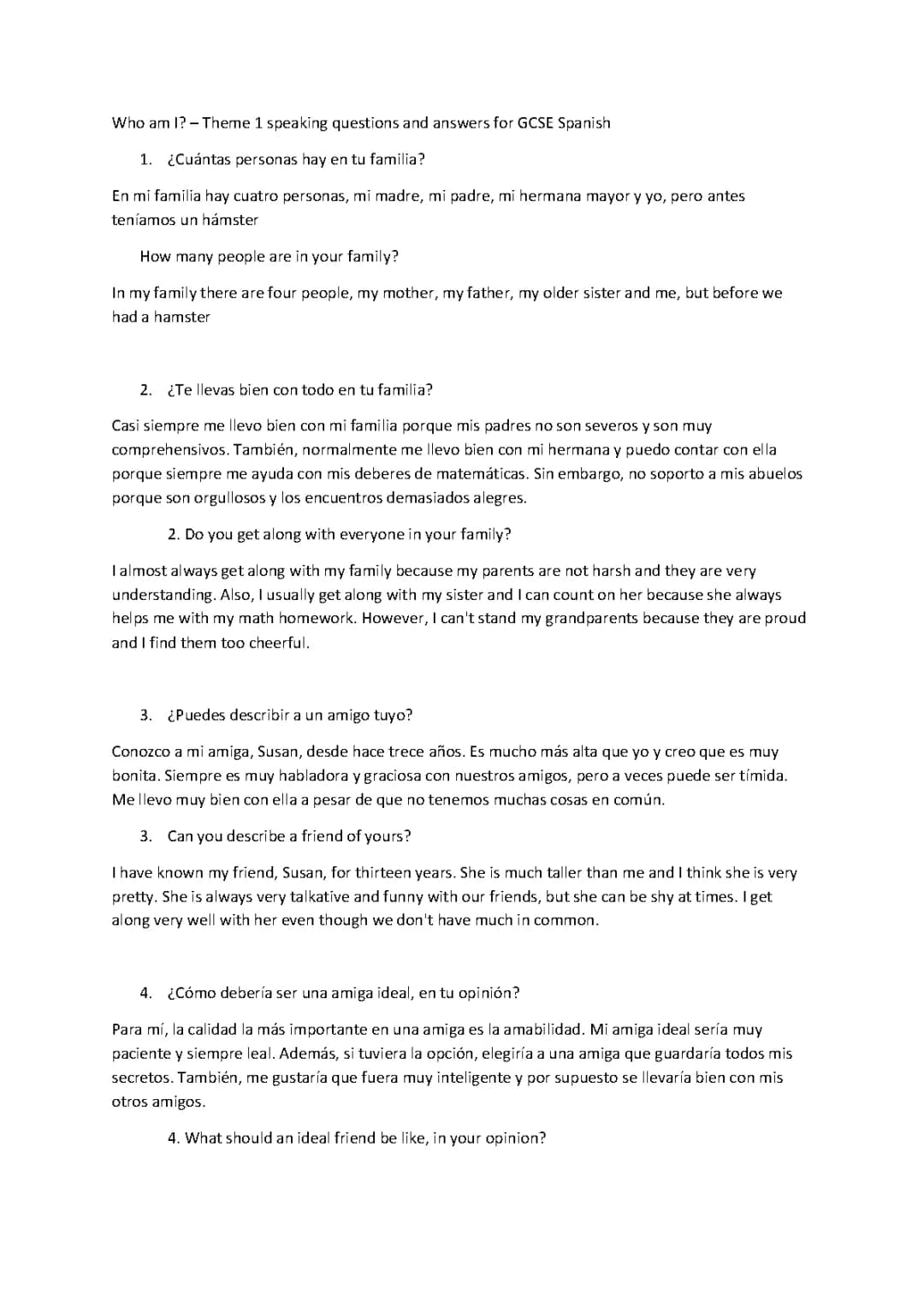 Preguntas y Respuestas para el GCSE de Español Edexcel 2024 - Práctica y Vocabulario