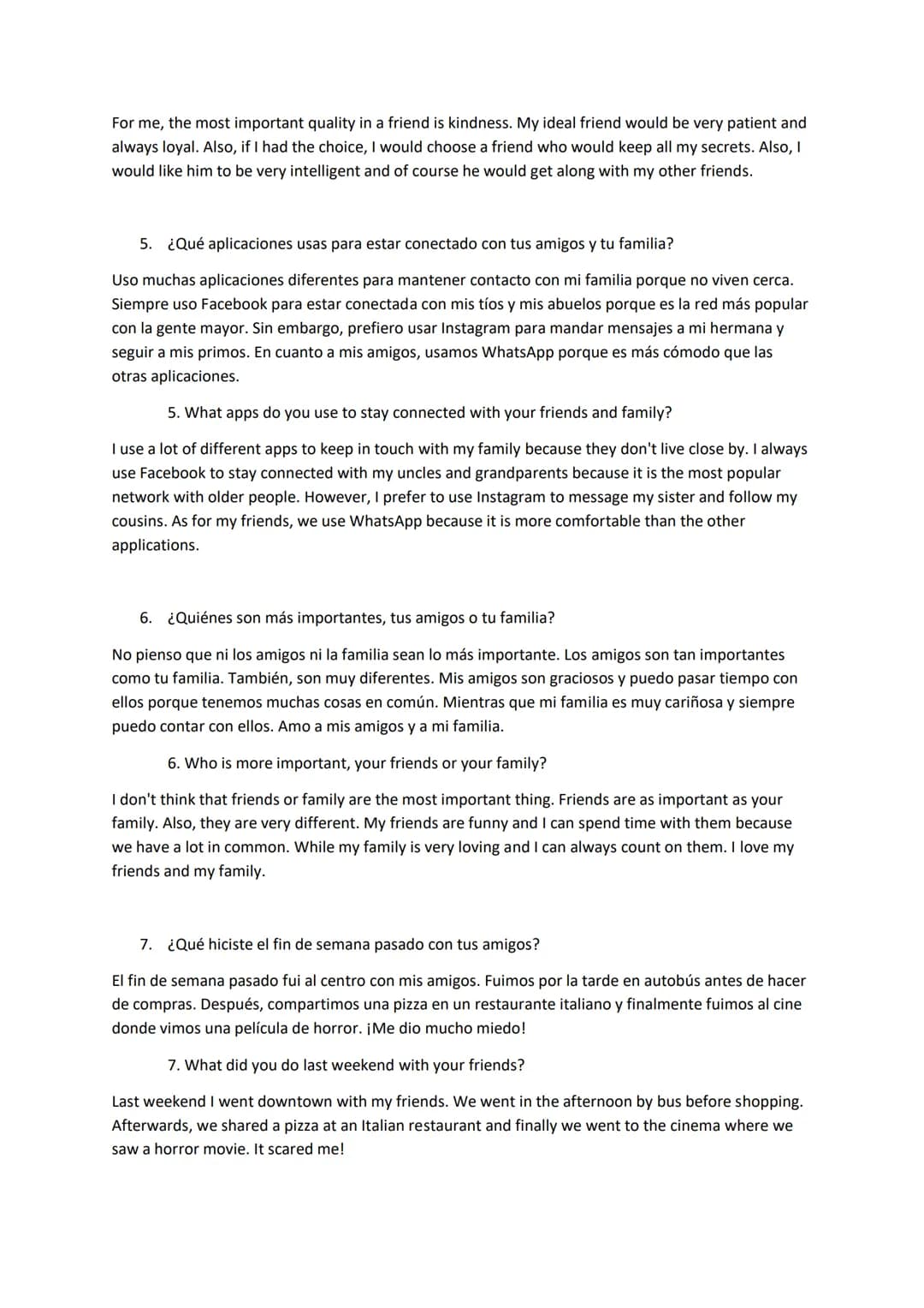 Who am I? - Theme 1 speaking questions and answers for GCSE Spanish
1. ¿Cuántas personas hay en tu familia?
En mi familia hay cuatro persona