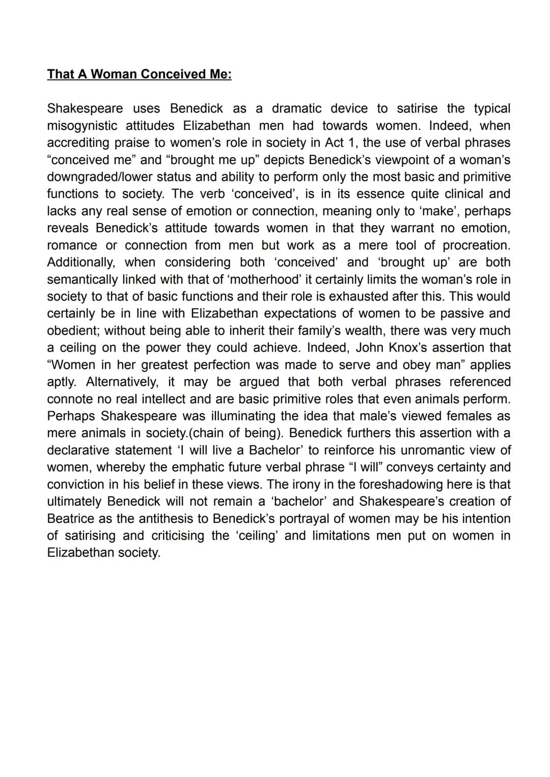 Merry War:
In this extract, Shakespeare presents the relationship between Beatrice and
Benedick as an unusual one from an Elizabethan perspe