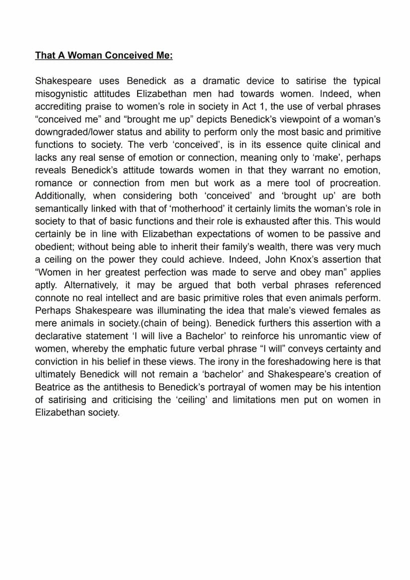Merry War:
In this extract, Shakespeare presents the relationship between Beatrice and
Benedick as an unusual one from an Elizabethan perspe