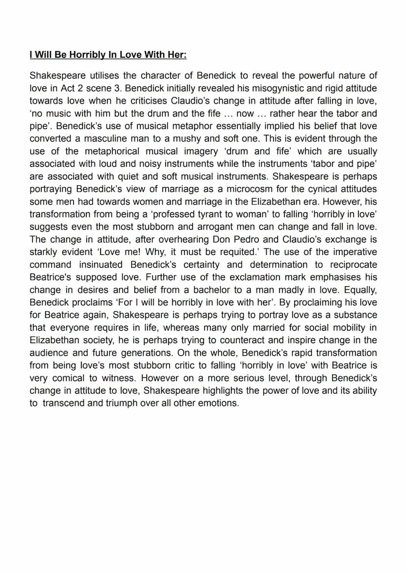 Merry War:
In this extract, Shakespeare presents the relationship between Beatrice and
Benedick as an unusual one from an Elizabethan perspe