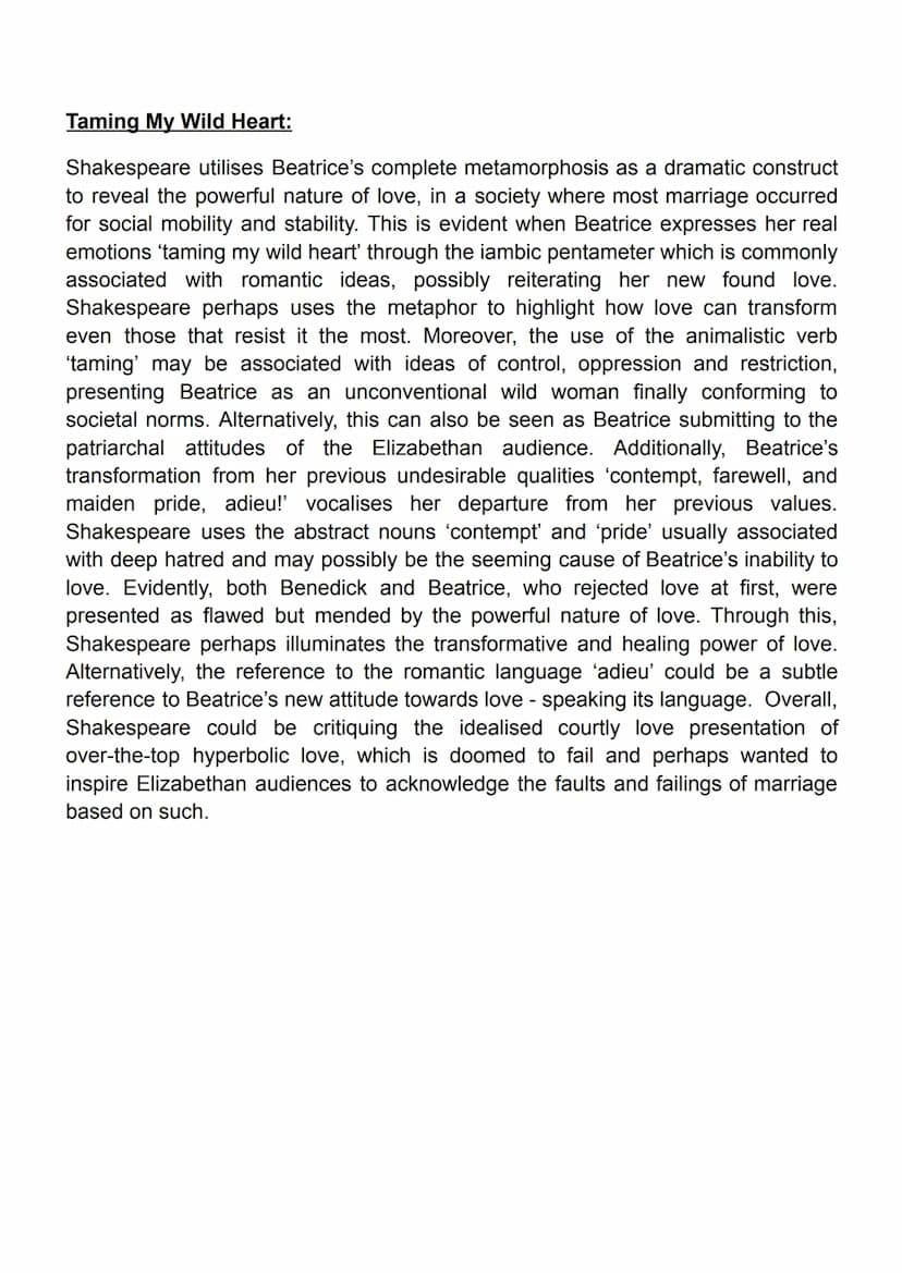 Merry War:
In this extract, Shakespeare presents the relationship between Beatrice and
Benedick as an unusual one from an Elizabethan perspe