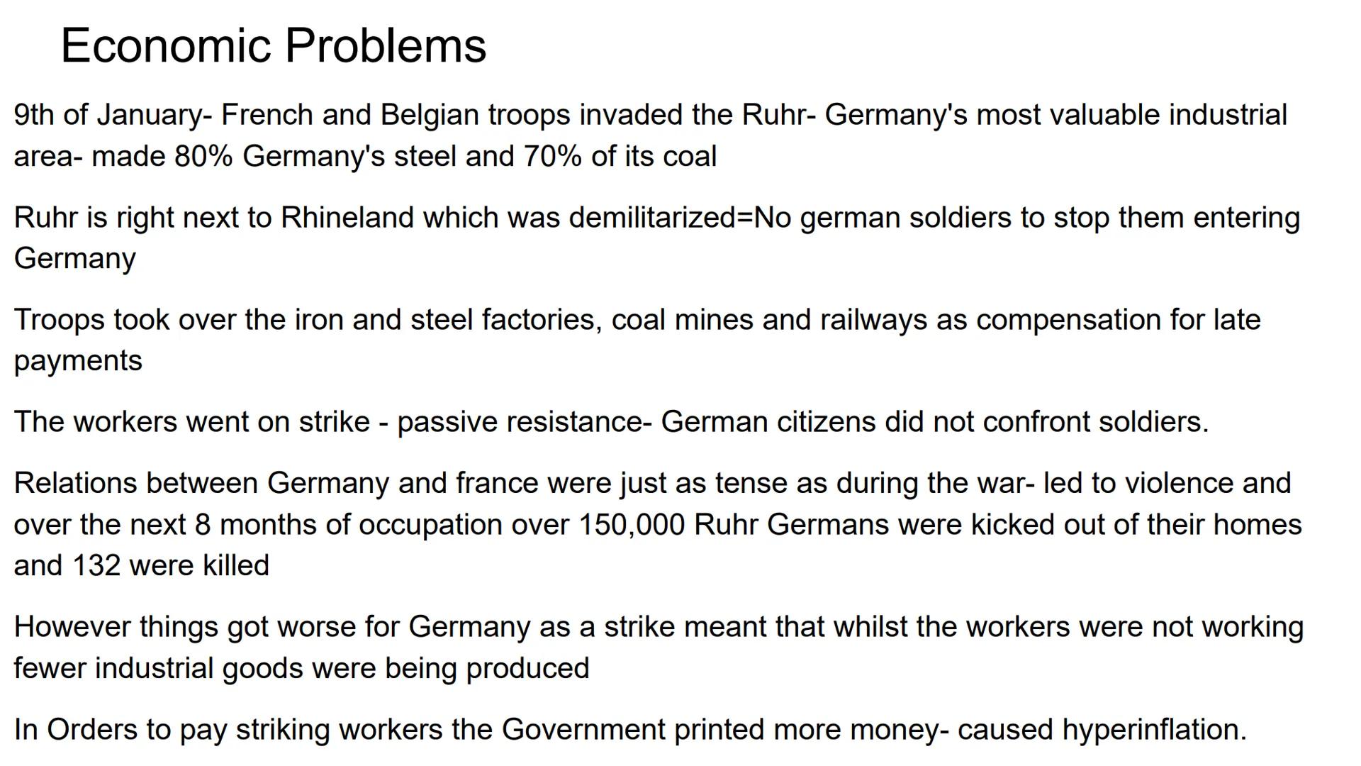 Hitler and Nazi Germany
1919-1939 Problems for Germany at the end of WW1
Navy Blockage
Government and economy relied on imports of food and 