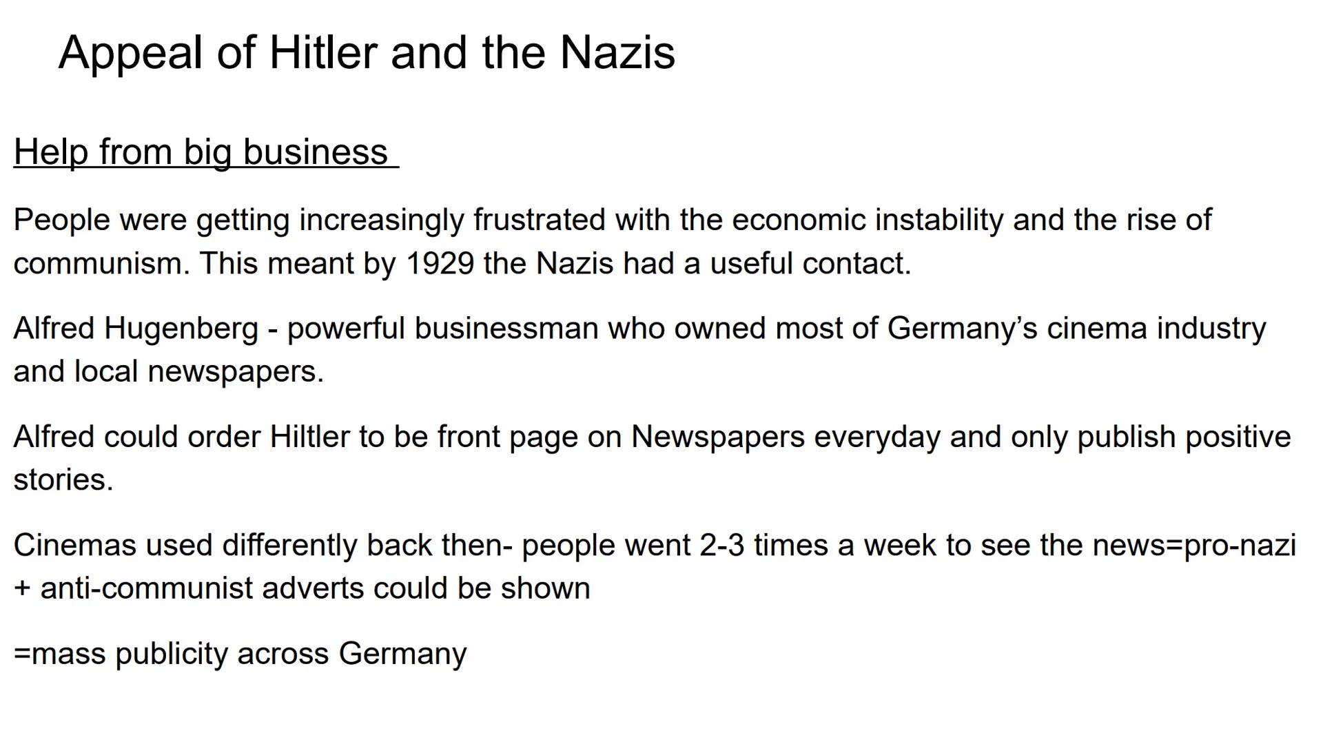 Hitler and Nazi Germany
1919-1939 Problems for Germany at the end of WW1
Navy Blockage
Government and economy relied on imports of food and 