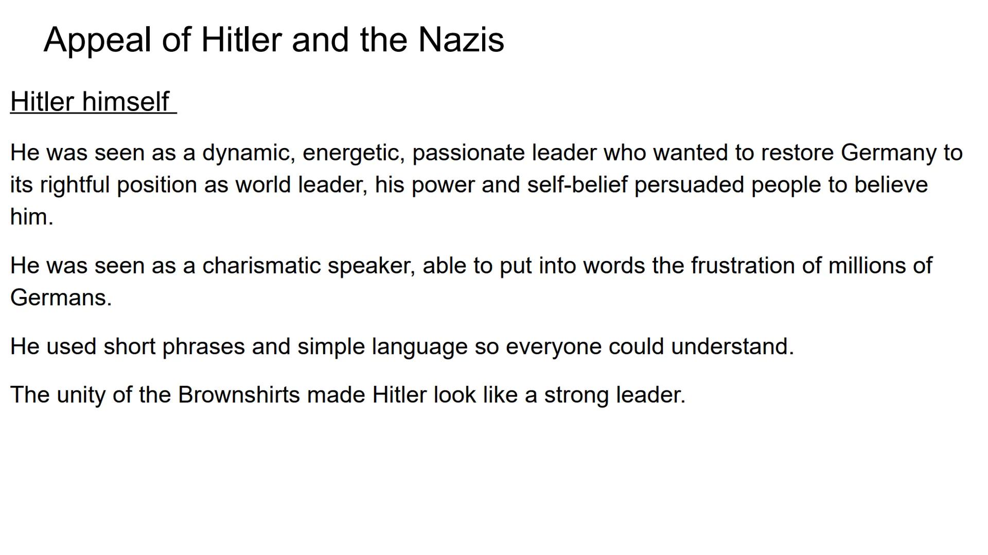 Hitler and Nazi Germany
1919-1939 Problems for Germany at the end of WW1
Navy Blockage
Government and economy relied on imports of food and 