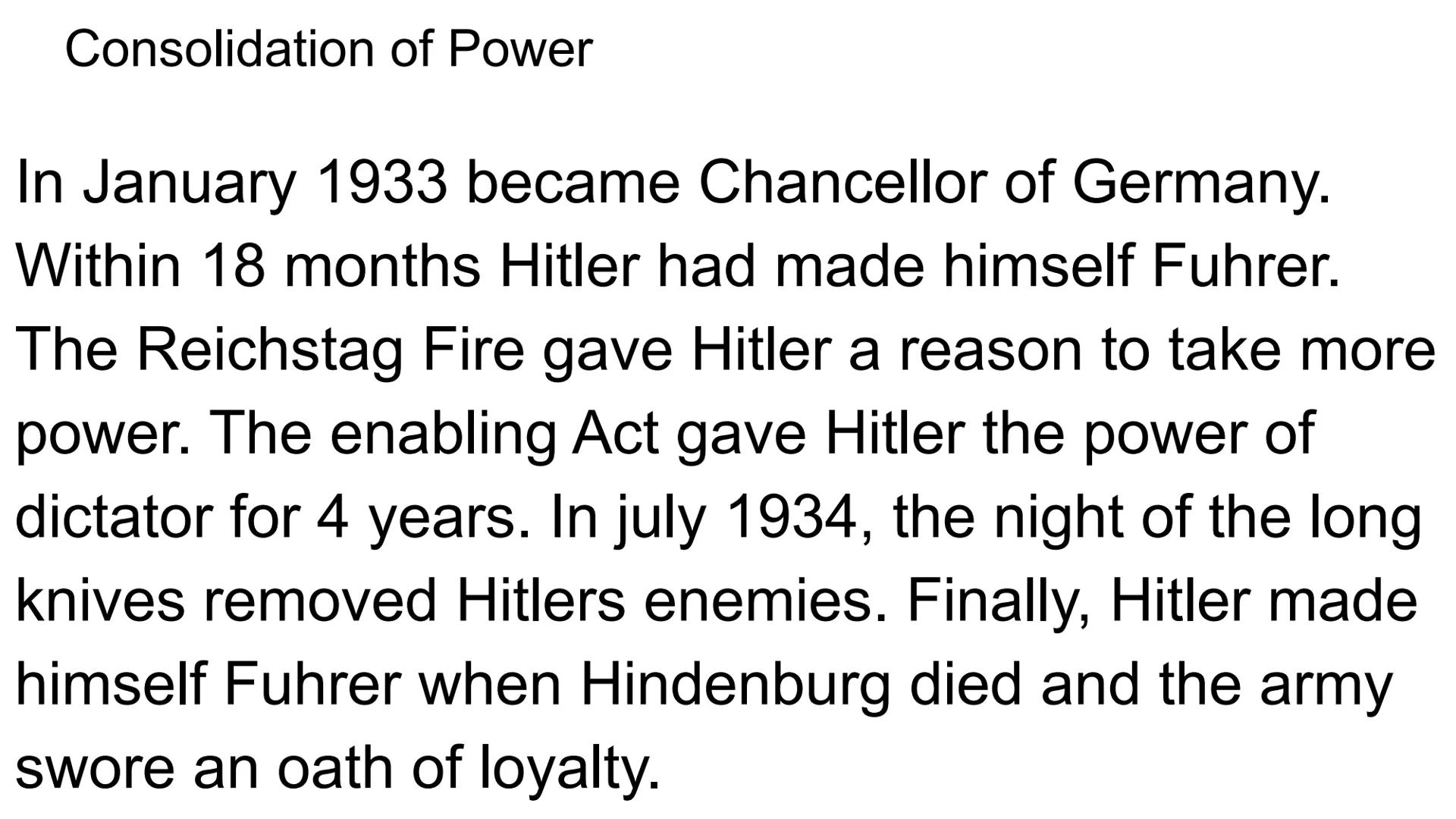 Hitler and Nazi Germany
1919-1939 Problems for Germany at the end of WW1
Navy Blockage
Government and economy relied on imports of food and 