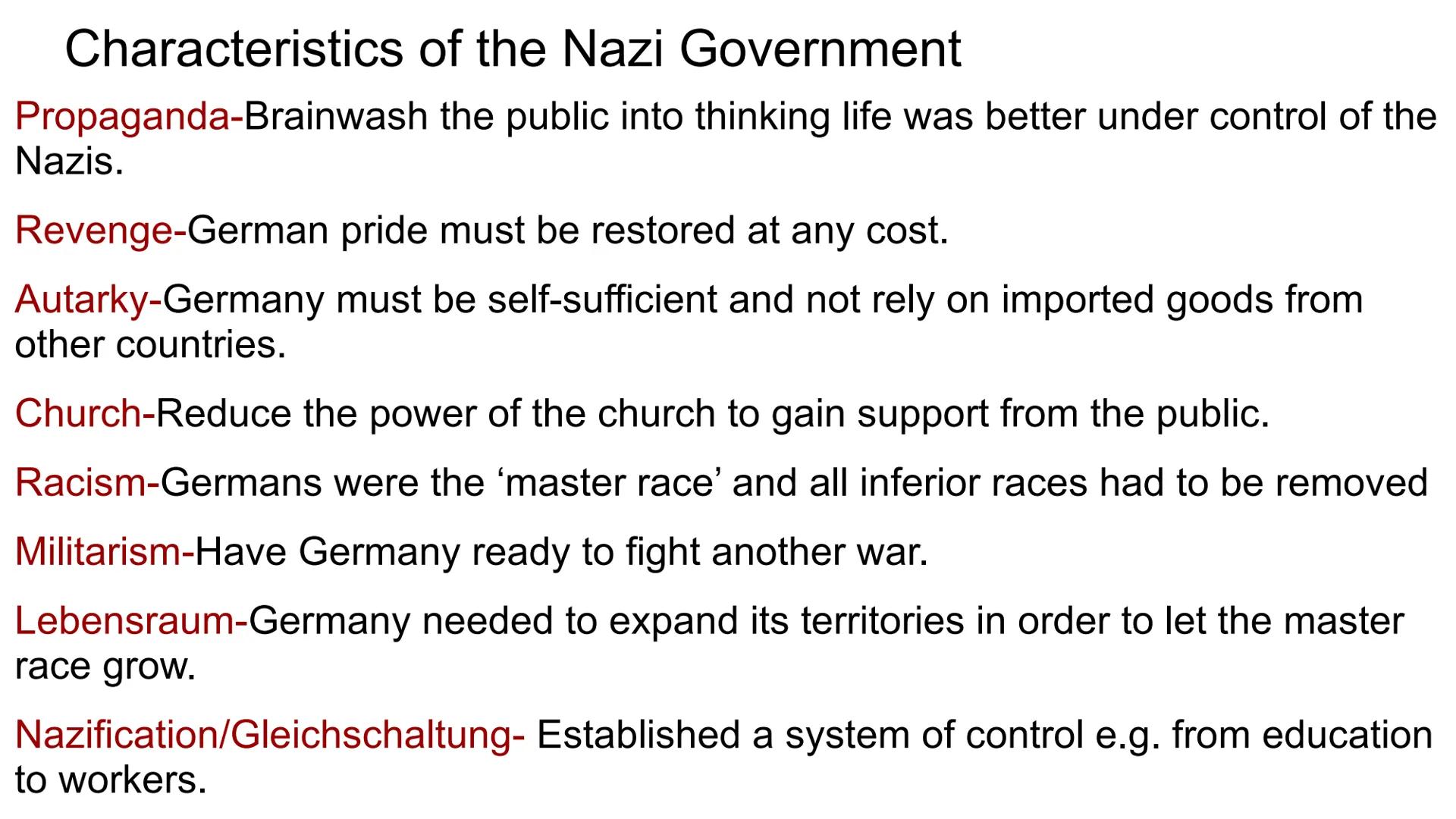 Hitler and Nazi Germany
1919-1939 Problems for Germany at the end of WW1
Navy Blockage
Government and economy relied on imports of food and 