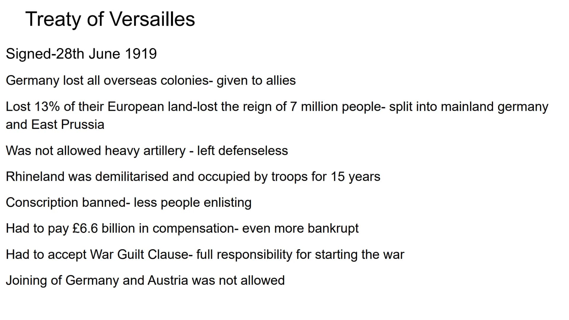 Hitler and Nazi Germany
1919-1939 Problems for Germany at the end of WW1
Navy Blockage
Government and economy relied on imports of food and 