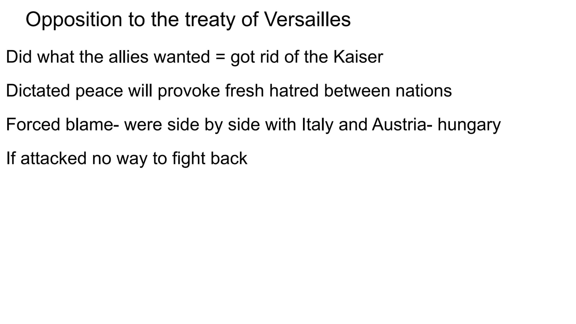 Hitler and Nazi Germany
1919-1939 Problems for Germany at the end of WW1
Navy Blockage
Government and economy relied on imports of food and 