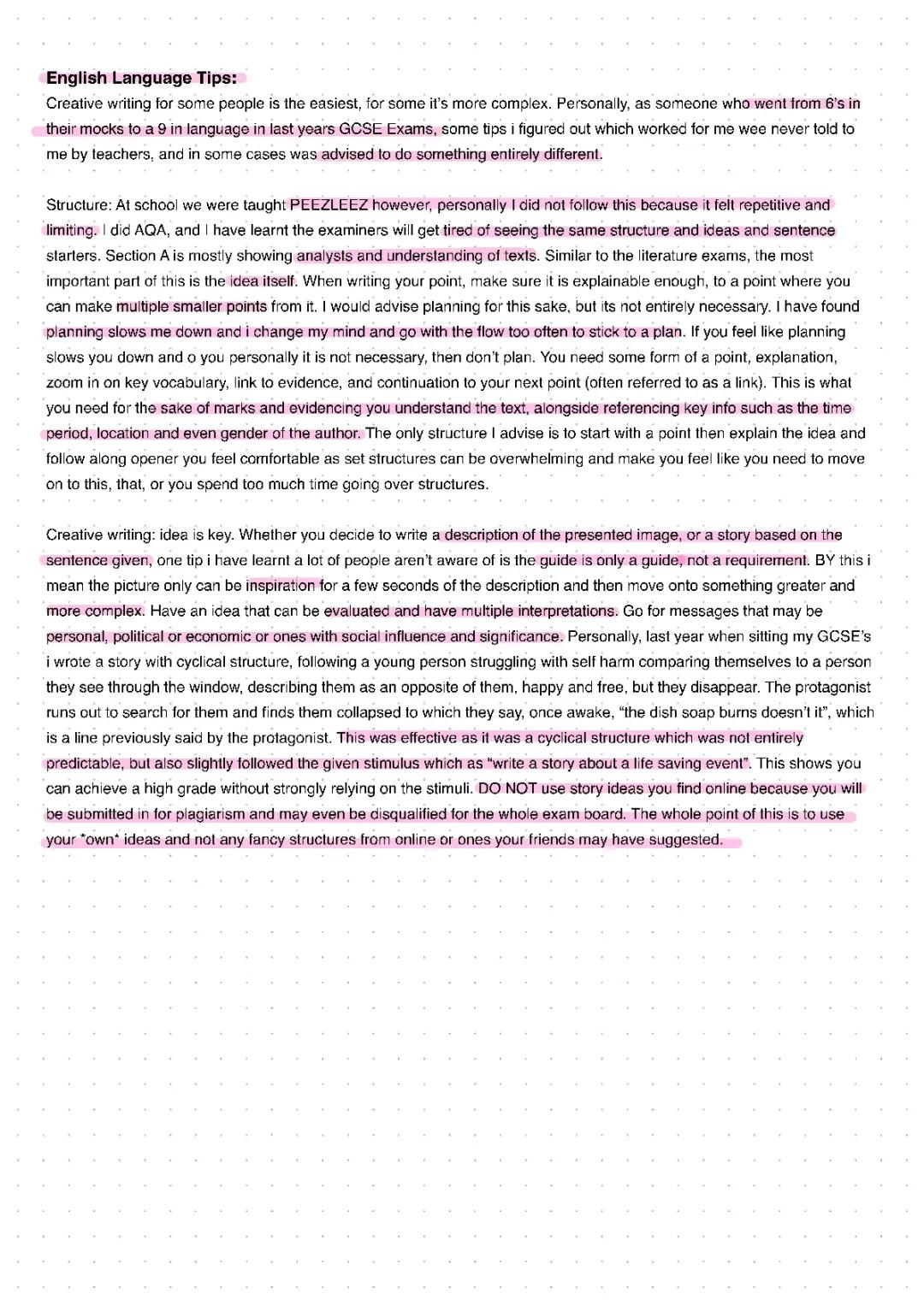 Guide/tips for English language