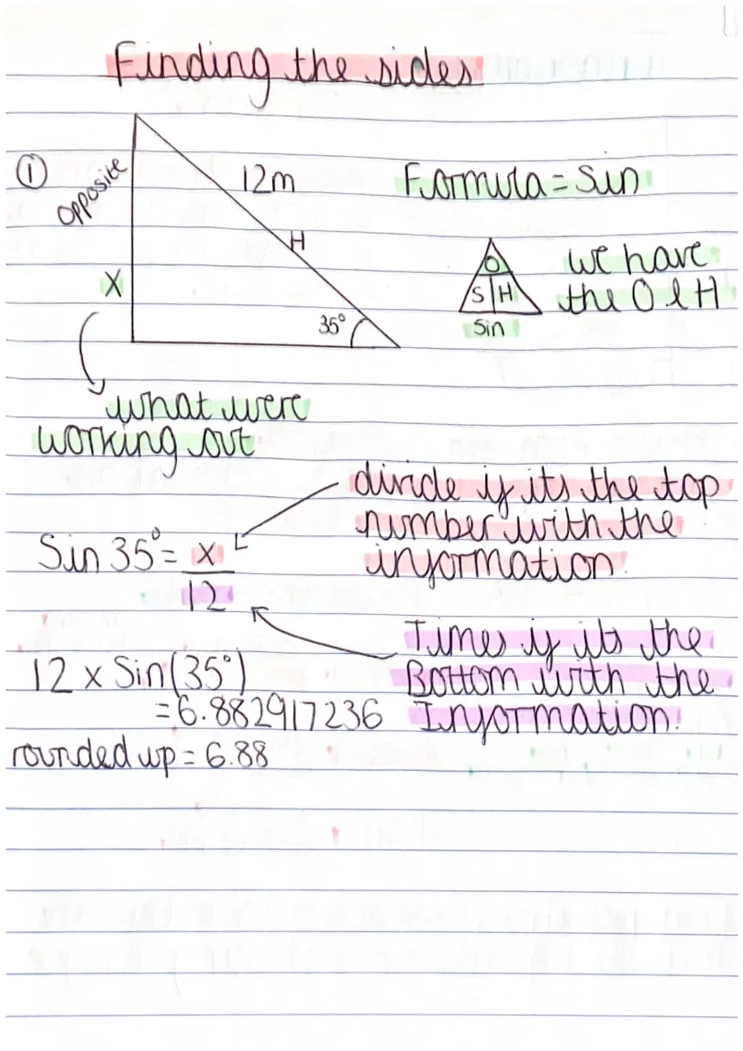 o
Trigonometry
Hypotenuse
Angle
och auch
Steps:
1. Label the triangle
2. Pick correct Formula.
3. Set up the equation.
4 Souve it
Adjacent
H