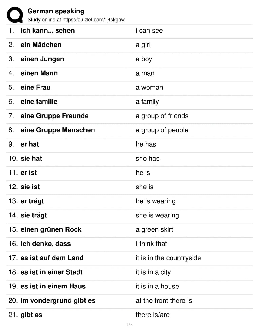 Deutsch lernen: Quizlet Antworten und kostenlose Flashcards