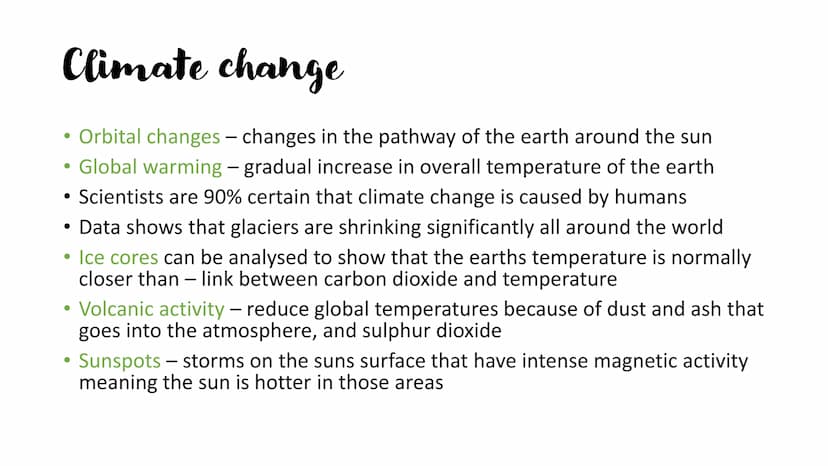 Natural hazards
For GCSE geography Climate change
Orbital changes – changes in the pathway of the earth around the sun
• Global warming - gr