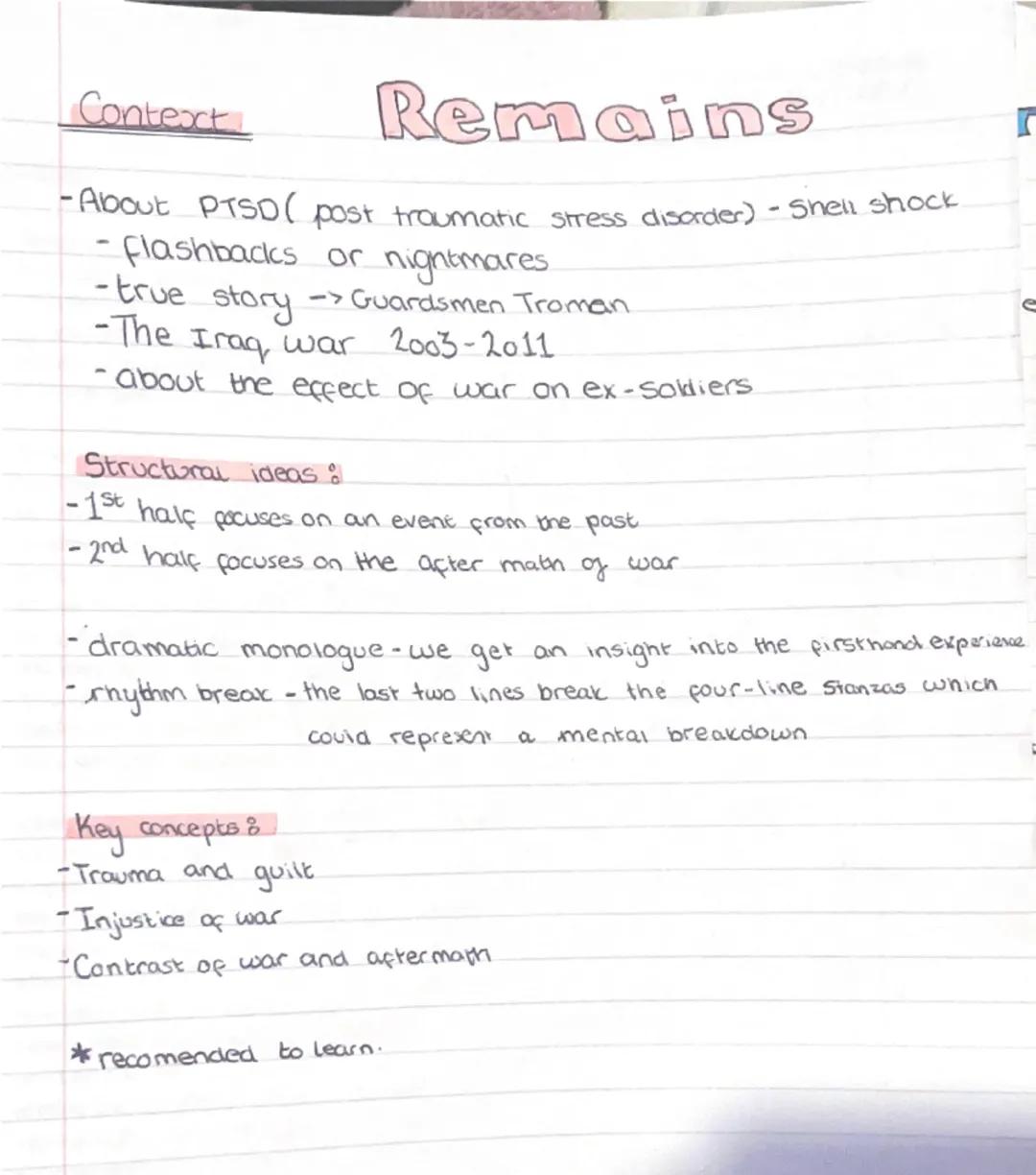 # Trauma and guilt
## Injustice of war

Remains The parts lect

In media res (mickile of action)

1 On another occasion, we get sent out Cor