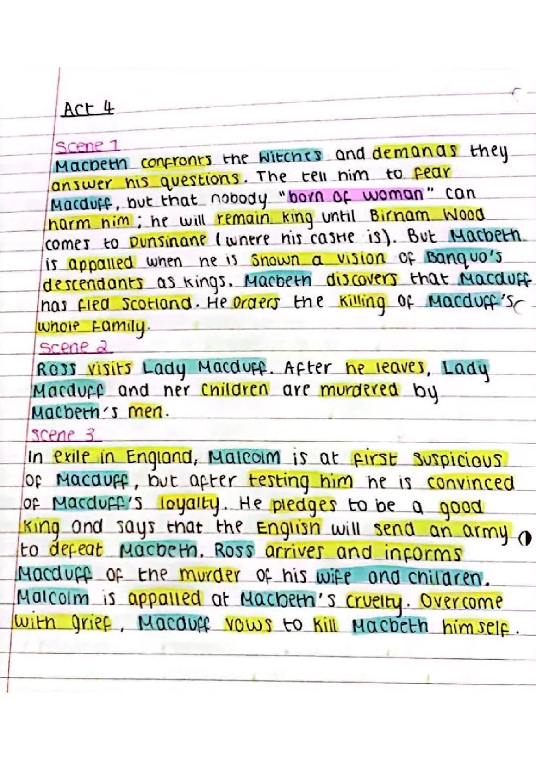 Cool Macbeth Act 4 & 5 Summaries and Macduff's Loyalty to Malcolm