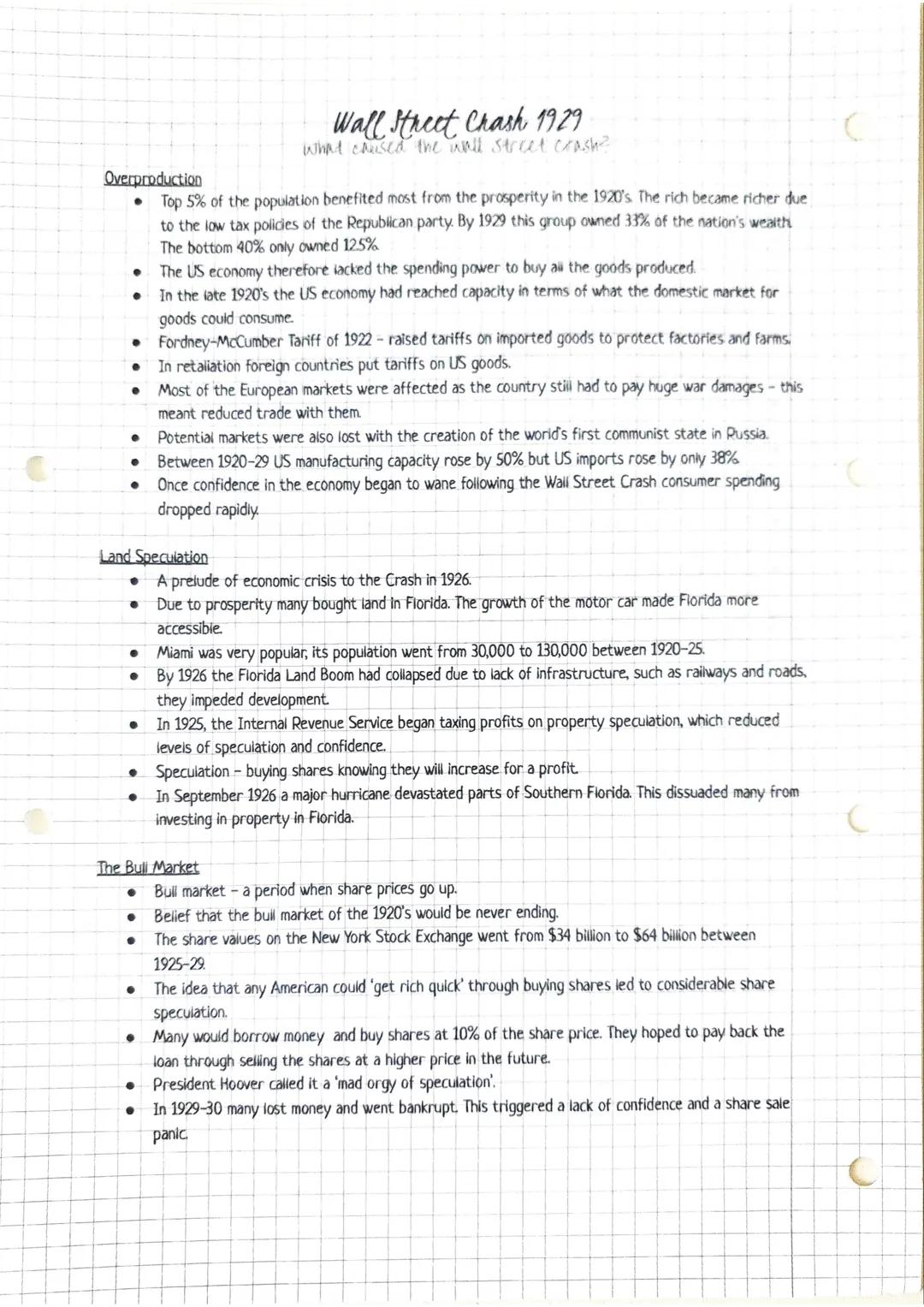 Overproduction
Top 5% of the population benefited most from the prosperity in the 1920's. The rich became richer due
to the low tax policies