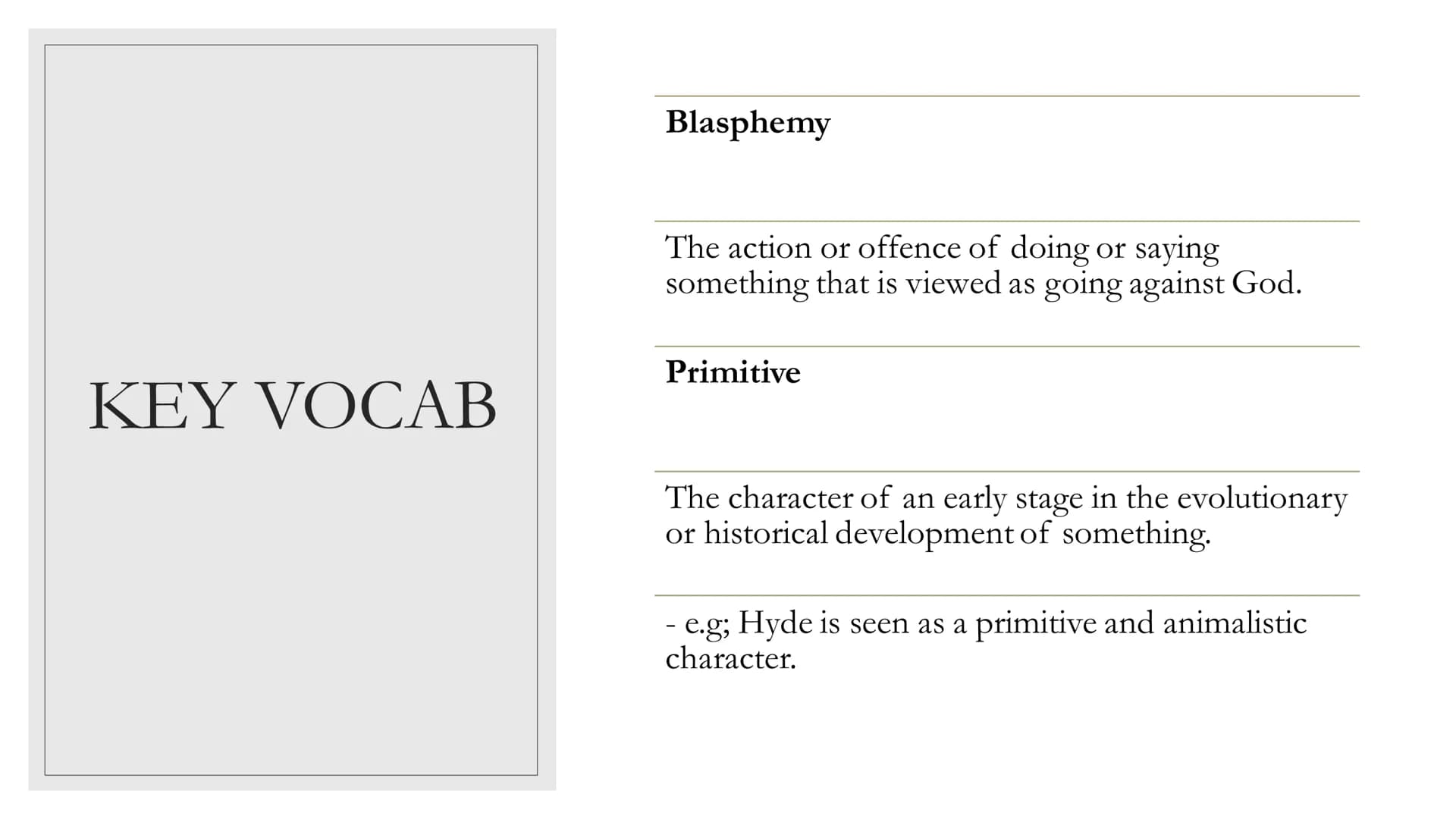 RELIGION AND
SCIENCE
J+H
a KEY VOCAB
Blasphemy
The action or offence of doing or saying
something that is viewed as going against God.
Primi